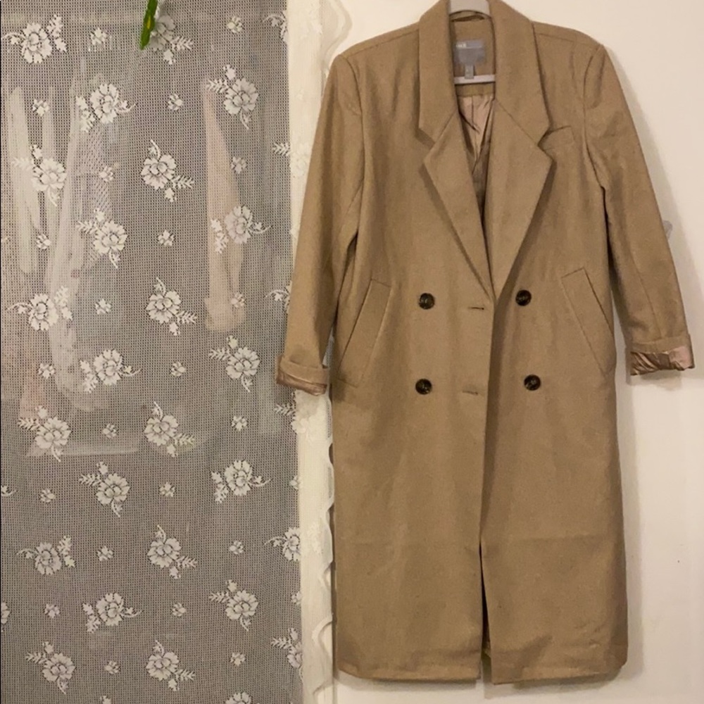 ASOS double breasted longline coat in Beige.